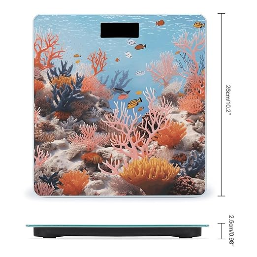 Coral Reef Digital Bathroom Scale for Body Weight Weighing Scale with Backlit LCD Display High Precision Measurements &amp Measures Weight Up to 180kg