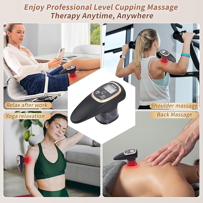 Meifuly Smart Cupping Therapy Massager 12 Levels of Suction Strength and Heat Control Portable Electric Cupping Device for Back Belly Waist Arms Legs