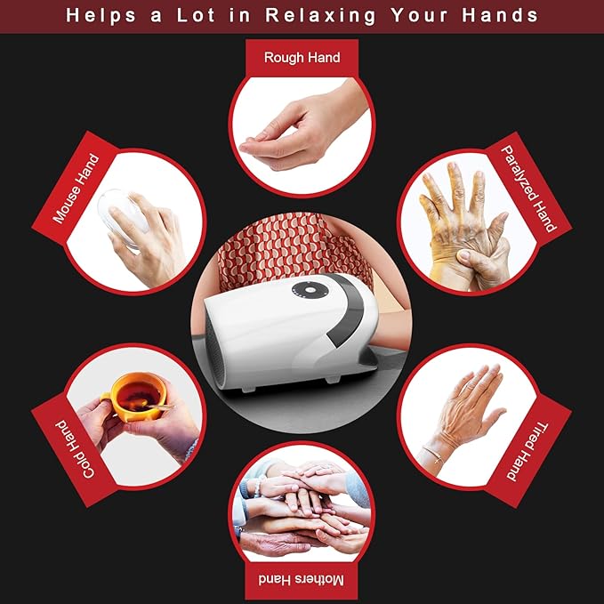 Xllent Hand Massager with Compression &amp HeatingMothers Day Gifts for Him and HerElectric Hand Massager for Arthritis and Carpal TunnelGifts for Women Men Her Him(White)