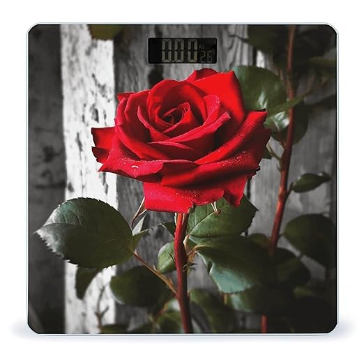 Blooming Red Rose Scale for Body Weight Digital Bathroom Scale Accurate Smart Weight Scales with Large Display Weighing Machine High Precision Scales