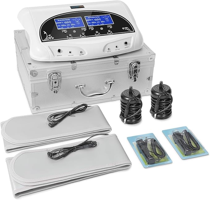 Dual Ionic Foot Bath Detox Machine Professional Ionic Foot Bath Spa Cleanse with 2 Waist Belts 2 Arrays 10 Liners (Black)