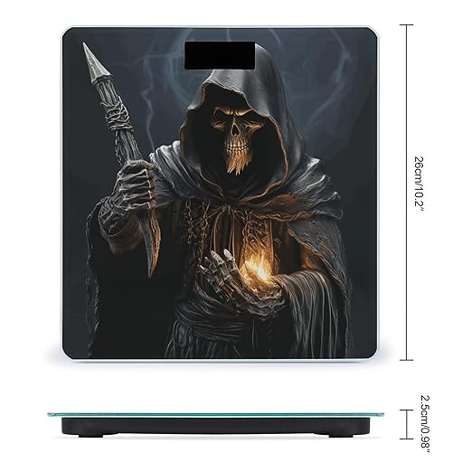 Digital Bathroom Scale for Body Weight Scale with Bright LCD Display High Accuracy Step-On Technology Auto On/Off Grim-Reaper Digital Scales 400 Lbs /180kg