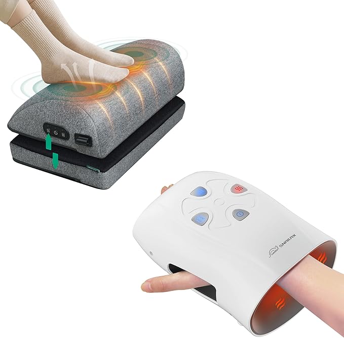 Snailax Hand Massager with Heat &amp Foot Rest Under Desk at Work