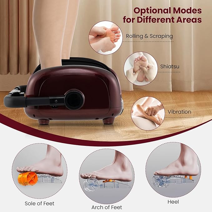 ARLIME Foot Massager with Heat Deep Kneading Shiatsu Feet Massager Machine with Compression Muscle Arm Relaxation Gifts for Elder Men Women (Red)