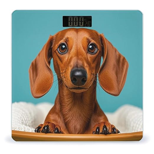 Dachshund Dog Scale for Body Weight Digital Bathroom Scale Toughened Glass High Precision Scales for Body Weight with Large LCD Backlight Display Weight Scales
