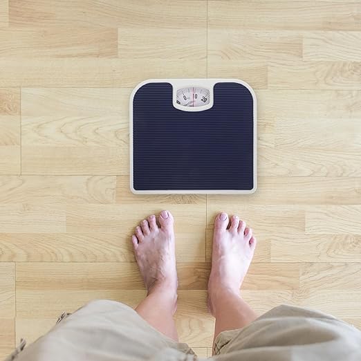 NOLITOY Mechanical Body Weight Scale Dark Blue High Precision Analog Bathroom Scale with Large Dial for Home and Office Health Monitoring