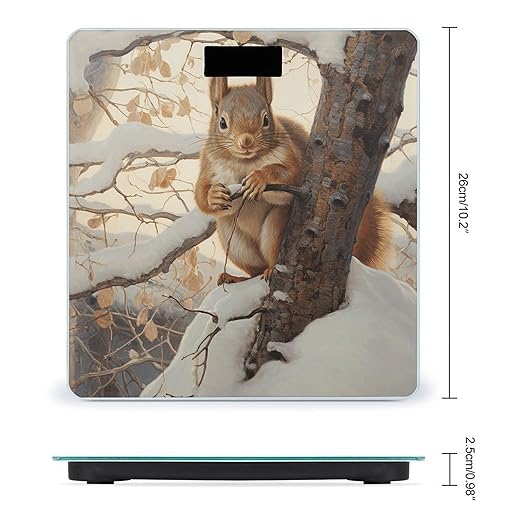 Squirrel on Tree Scale for Body Weight Accurate Digital Bathroom Scale Toughened Glass High Precision Scales Smart Weight Scales with Large LCD Backlight Display Weighing Machine