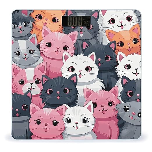 Digital Bathroom Scale for Body Weight Scale with Bright LCD Display High Accuracy Step-On Technology Auto On/Off Cute Kittens Digital Scales 400 Lbs /180kg