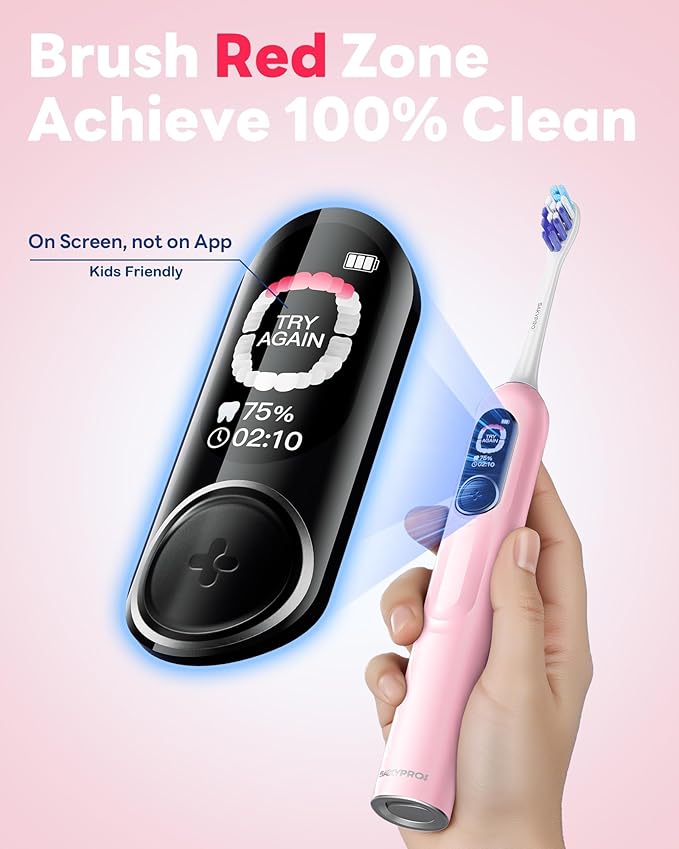 AI Electric Toothbrush w/ 6 Brush Heads Smart Sonic Toothbrush for Adults Kids Teens 150-Day Rechargeable Battery Whitening Real-Time Brushing Map Travel Case (G5S)