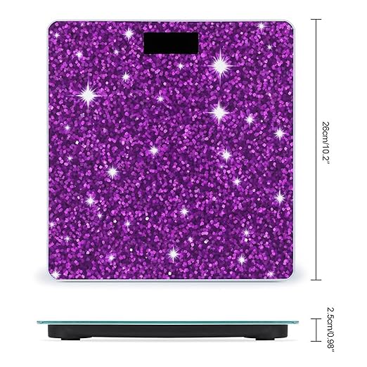 Men's Smart Scale for Body Weight Digital Bathroom Weighing Scale Automatic Switch Energy Saving Scale Beautiful Dark Purple Bling Glitter Sparkles Pattern