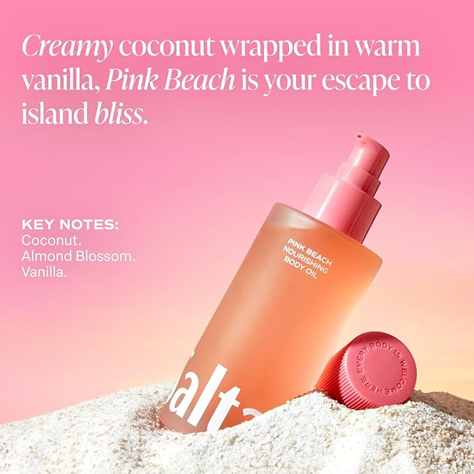 Saltair Body Oil and 2-Pack Body Wash Set – Moisturizing Cleanser and After-Shower Skincare Duo – Pink Beach Scent