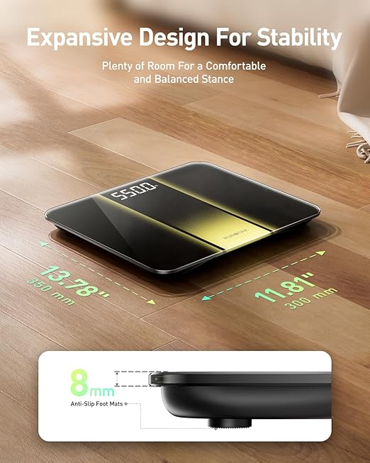 RunStar Scale for Body Weight 550lb 14-Inch Digital Bathroom Scale with Baby &amp Pet Mode Extra-Large Bright LED Display 8mm Tempered Glass for Accurate and Durable