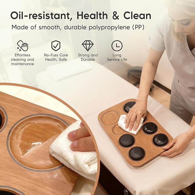 8PCS Hot Stone Massage Set with Warmer –Basalt Stones Massager for Deep Tissue Pain Relief &amp Muscle Relaxation Home Spa Kit with Soothing Ambient Light – Valentine's Day &amp Birthday Gift
