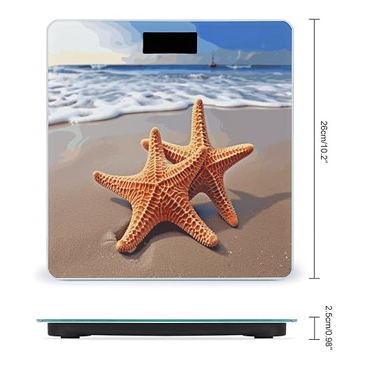 Starfish on The Beach Bathroom Scale for Body Weight Bathroom Weighing Scale with Backlit LCD Display Highly Accurate Measures Weight Up to 180kg