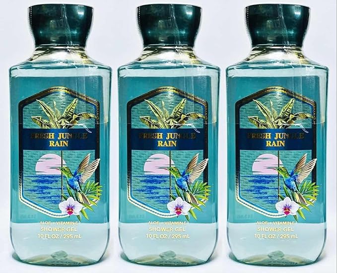 3 FRESH JUNGLE RAIN Bath &amp Body shower gel wash 10 oz