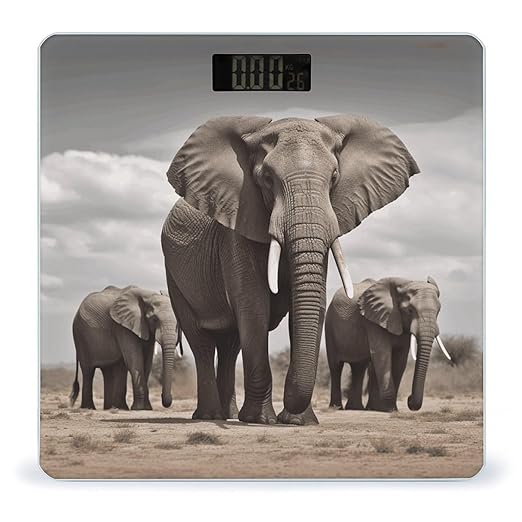 Digital Bathroom Scale for Body Weight Scale with Bright LCD Display High Accuracy Step-On Technology Auto On/Off African Elephant Digital Scales 400 Lbs /180kg