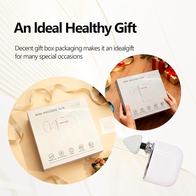 Mini Massage Gun Portable Deep Tissue Muscle Massager with 4 Heads Adjustable Speed &amp Pressure Quiet Powerful Motor Rechargeable Handheld Percussion Massager for Neck Shoulder Back &amp Leg