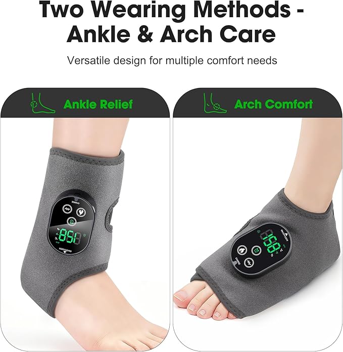 Cordless Foot and Ankle Massager for Pain Relief Ankle Heating Pad with Massage Foot Massage with Heating Foot Heel Pain Relief Adjustable Timer 6 Heat Levels 3 Vibration Modes Single One