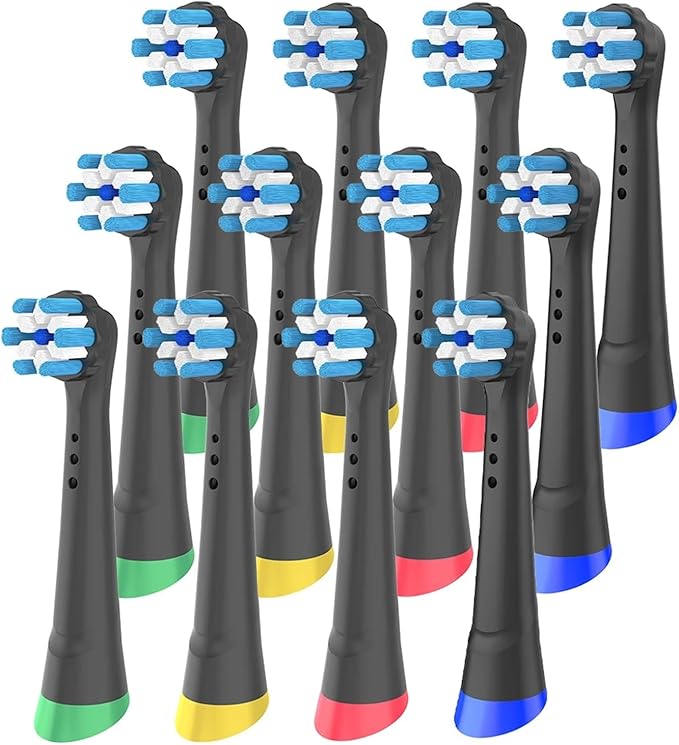Compatible For Oral B IO Electric Toothbrush Replacement Brush Heads Toothbrush Head Refills For IO 2 3 4 5 6 7 8 9 10 Series(Black-12 Pcs)