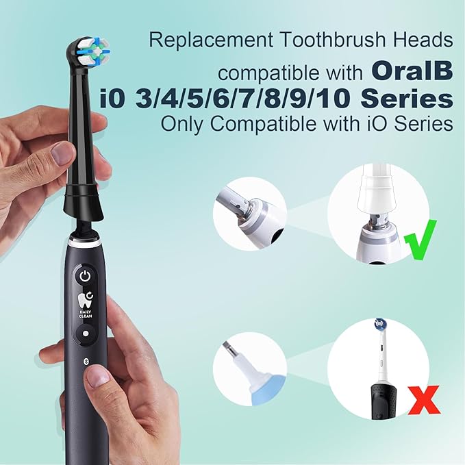 iO Replacement Heads Compatible with Oral B iO Electric ToothbrushPremium Bristles for Deep CleaningCompatible with Oral B iO Series 2/3/4/5/6/7/8/9/10