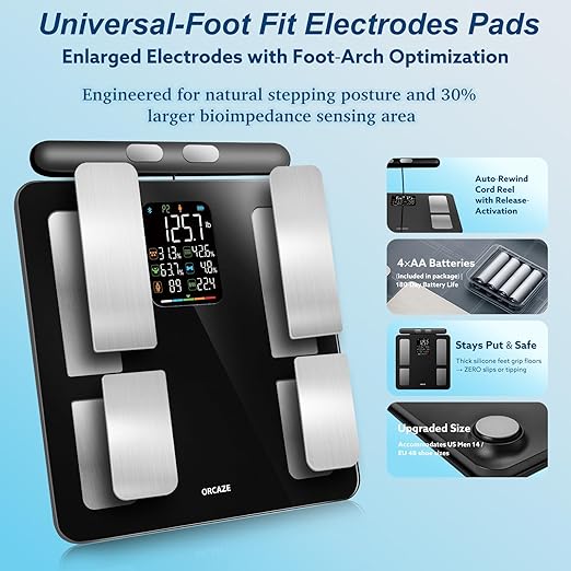 Smart Body Composition Scale for Body Weight 8 Electrodes Digital Scale with BMI Body Fat Muscle Mass 27 Body Composition Measurements LCD Screen Large Platform 400lbs Upgrade