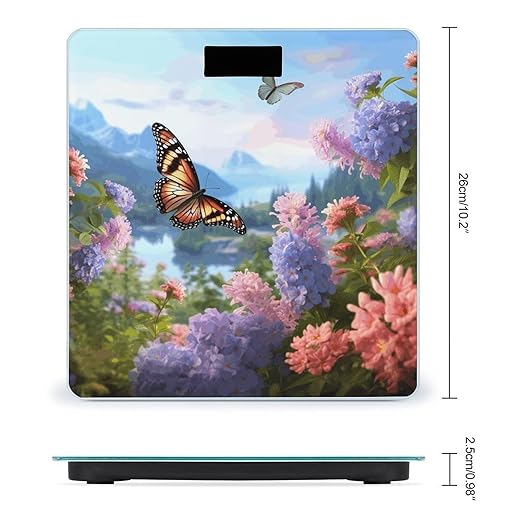 Butterfly Garden Scale for Body Weight Sturdy Tempered Glass Weighing Scales with LCD Display Accurate Digital Bathroom Scale Convenient Body Fat Smart Scales 400lb