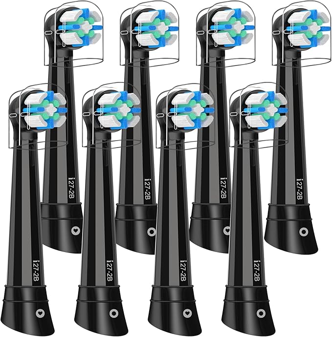 8 Pcs iO Replacement Heads Compatible with Oral B iO 2/3/4/5/6/7/8/9/10/Deep Clean Series Electric Toothbrush Brush Heads Compatible with Oral B iO with Medium Bristles Care Your Teeth (Black)