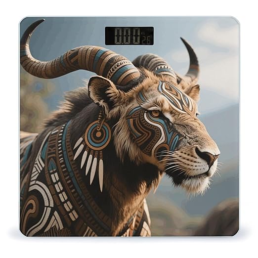 Tribal Animals Weight Scale Large Digital Bathroom Scales with Bright LED Display Non Slip Digital Scale and Step On Fashion Weighing Machine for Body