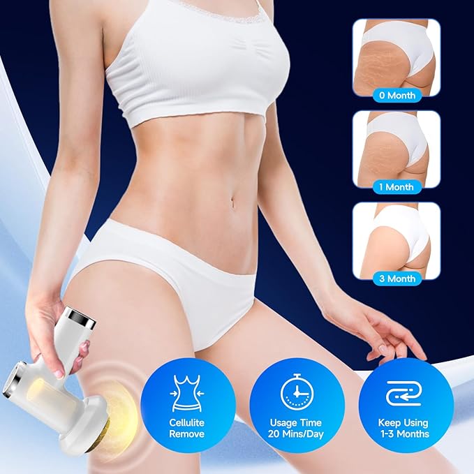 Anti Cellulite Massage Tool Body Sculpting Machine for Women Lymphatic Drainage Device with Lipo Roller Handheld Home Use for Belly Fat Stomach Thighs &amp Buttocks Sculpting (White)