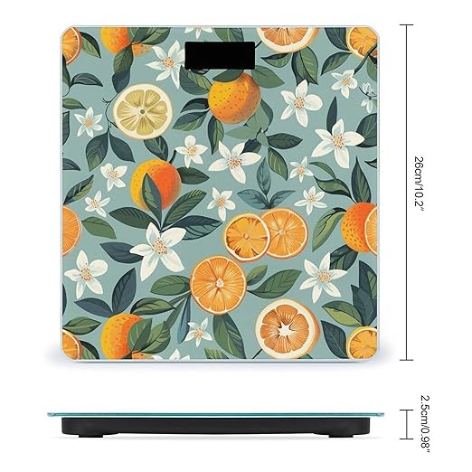 Digital Bathroom Scale for Body Weight Scale with Bright LCD Display High Accuracy Step-On Technology Auto On/Off Lemons and Flowers Digital Scales 400 Lbs /180kg