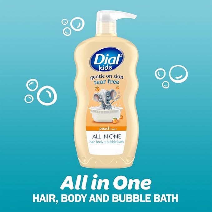 Dial Kids 3-in-1 Body + Hair + Bubble Bath Peach 24 fl oz (Pack of 4)