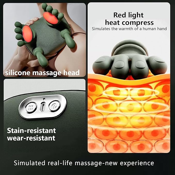 Neck Massager with Heat - Shiatsu Neck and Back Massager with Fingers Electric Hand Massagers for Muscles for Pain Relief deep Tissue for Home Office Travel