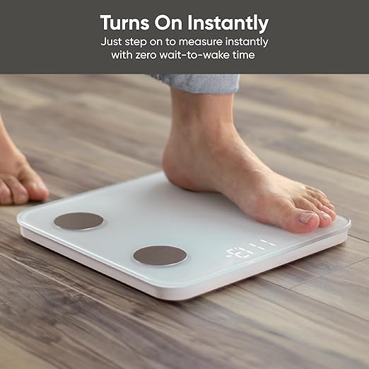 Wyze Scale S Scale for Body Weight Digital Bathroom Scale for Body Fat BMI Muscle Heart Rate Body Composition Analyzer with App Batteries Included Bluetooth 400 lb White