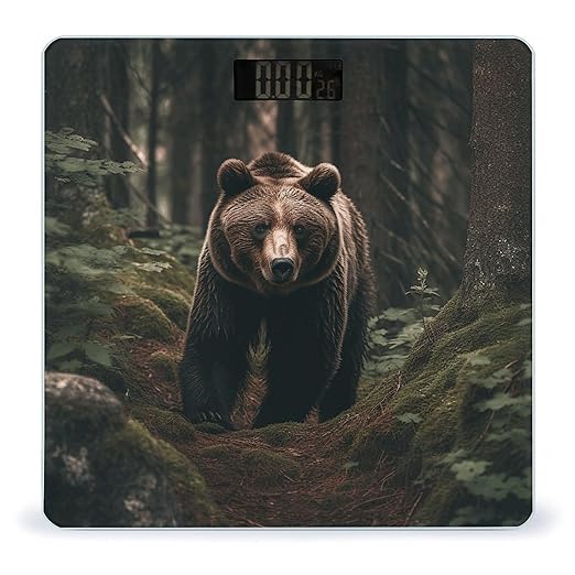 Bear in Tree Scale for Body Weight Accurate Digital Bathroom Scale Toughened Glass High Precision Scales Smart Weight Scales with Large LCD Backlight Display Weighing Machine