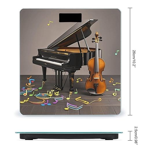Piano Violin Music Notes Scale for Body Weight Digital Bathroom Scale Toughened Glass High Precision Scales for Body Weight with Large LCD Backlight Display Weight Scales