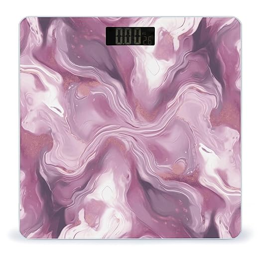 Pearl Purple Marble Digital Bathroom Scale for Body Weight Weighing Scale with Backlit LCD Display High Precision Measurements &amp Measures Weight Up to 180kg