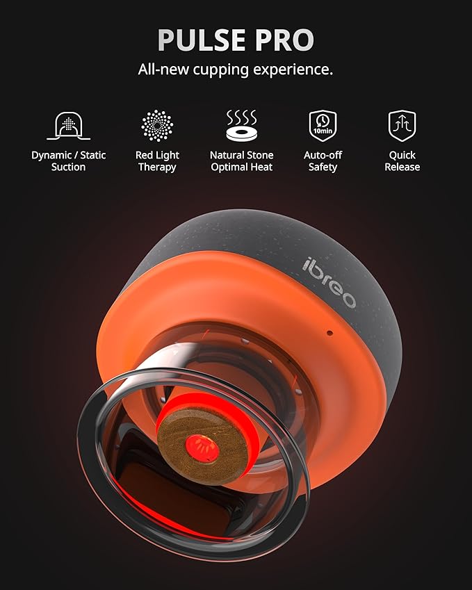 Pulse Pro Smart Cupping Therapy Massager with Heat Red Light Therapy Dynamic Suction One Button Quick Pressure Release for Targeted Pain Relief Muscle Soreness Circulation &amp Tighter Skin