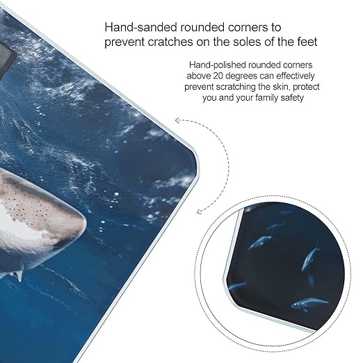 Great White Shark Opens Mouth Bathroom Scale for Body Weight Bathroom Weighing Scale with Backlit LCD Display Highly Accurate Measures Weight Up to 180kg