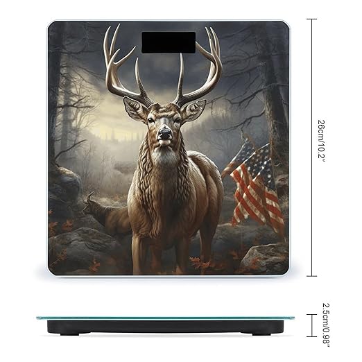 Deer Hunting Season Bathroom Scale Rounded Smart Scale for Body Weight Automatic Power On/Off Weight Scales Accurate Bathroom Digital Scales for Pet Home Bedroom Kitchen