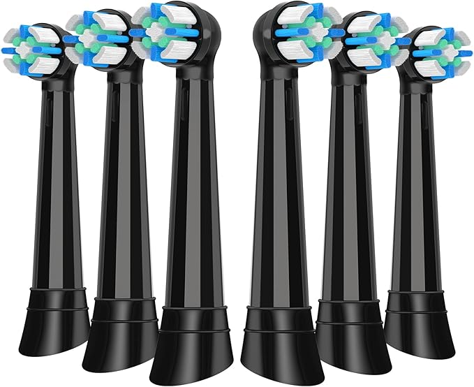 6 Pcs IO Replacement Heads Compatible with Oral B iO 2/3/4/5/6/7/8/9/10 Series Electric Toothbrush Brush Heads with Medium Bristles Compatible with Oral B iO for Gentle Dental Care (Black)