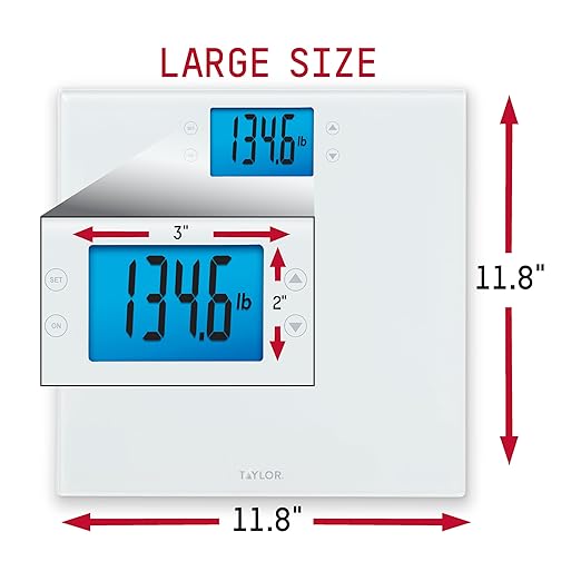 Taylor Digital Body Composition Scale w/Cal-Max Bathroom Scale for Body Weight Measures Body Fat Body Water &amp Muscle Mass Percentages 4 User Recognition FSA HSA Eligible 400 lb Capacity Wh