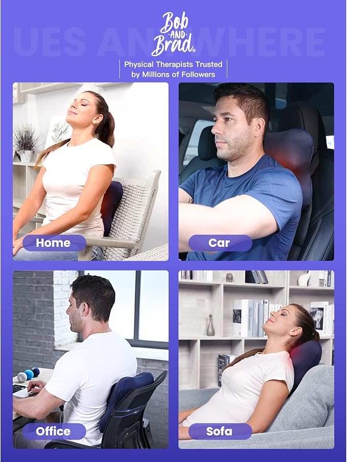 BOB AND BRAD Cordless Back Massager with Heat FSA Eligible HSA Shiatsu Back Massager for Pain Relief Deep Tissue 3D Kneading Massage Pillow for Pain Relief Soothing Full-Body Relief for Family