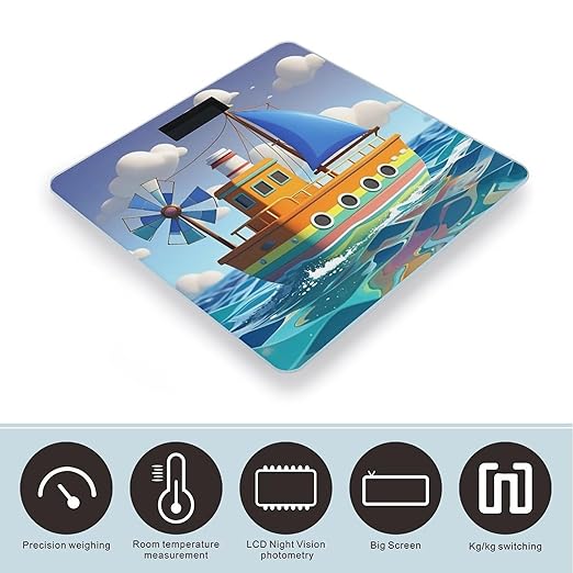 Cartoon Ship Smart Scale for Body Weight Accurate Bathroom Scale with LED Display Digital Weight Scales Weighing Machine High Precision Scales for Bath Home