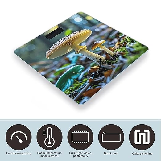 Mushrooms on The Ground Scale for Body Weight Digital Bathroom Scale Accurate Smart Weight Scales with Large Display Weighing Machine High Precision Scales