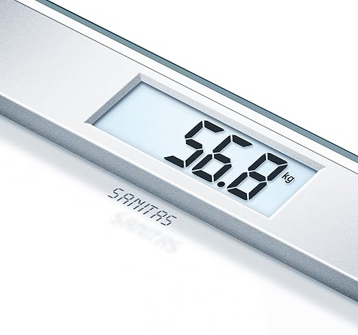 Sanitas SGS 06 Glass Bathroom Scales Bathroom Scales Up to 150 kg Capacity and Large Display Clear