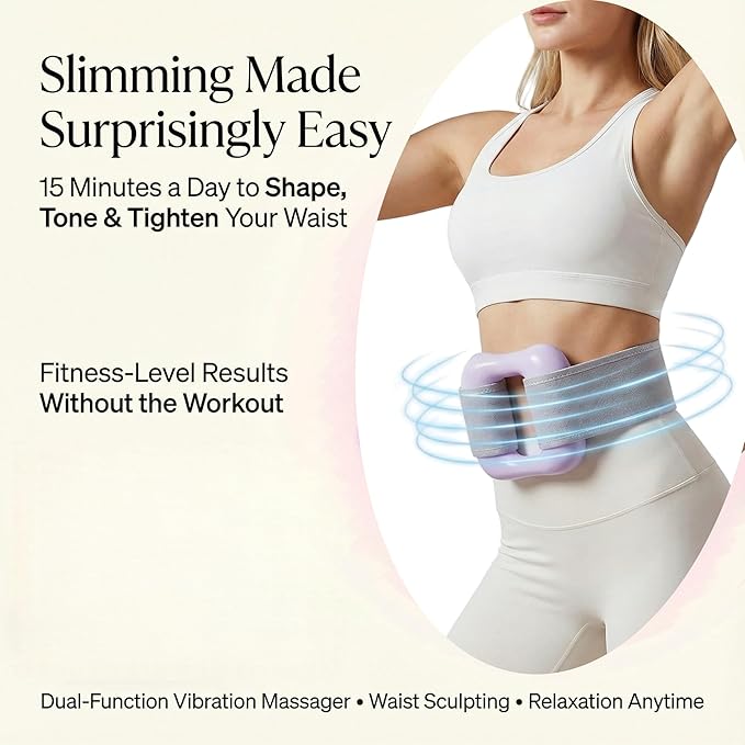 Electric Full-Body Vibration Massager Hands-Free Cordless Design with Adjustable Strap 8 Vibration Modes for Belly Back Legs &amp Waist Includes Sash &amp Scraper