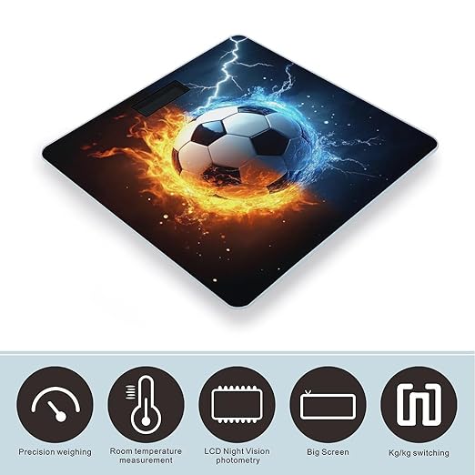 Smart Scale for Body Weight Digital Bathroom Weighing Scale Energy Saving Scale Water and Fire Soccer Ball