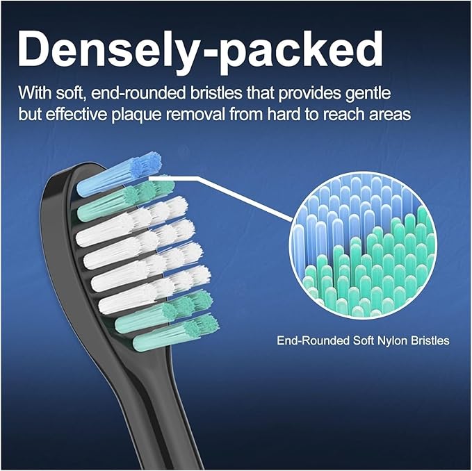 10pcs Replacement Toothbrush Heads Compatible for Aquasonic Black Series Pro Vibe Nylon Bristles(10pcs Black)