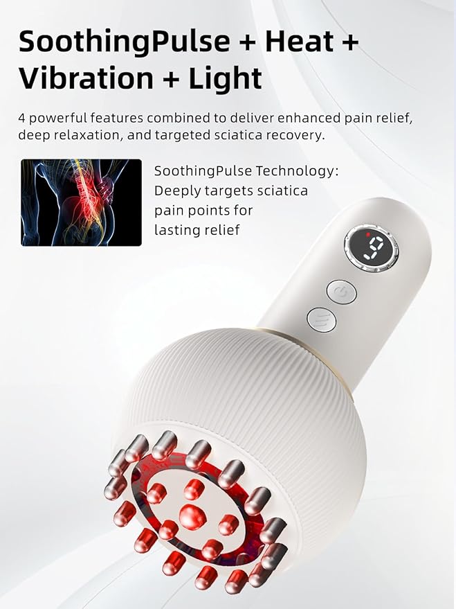 Sciatica Pain Relief Devices – Deep Tissue Massager with Multi-Mode Technology Heat &amp Light Therapy Targeted Relief for Sciatic Nerve &amp Lower Back Pain