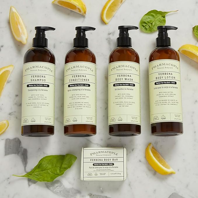 Pharmacopia Verbena Body Wash - Natural Shower Gel Moisturizing and Nourishing Body Cleanser - Infused with Organic Aloe Vera Coconut Oil and Green Tea Extract - Vegan and Cruelty-Free 16 oz
